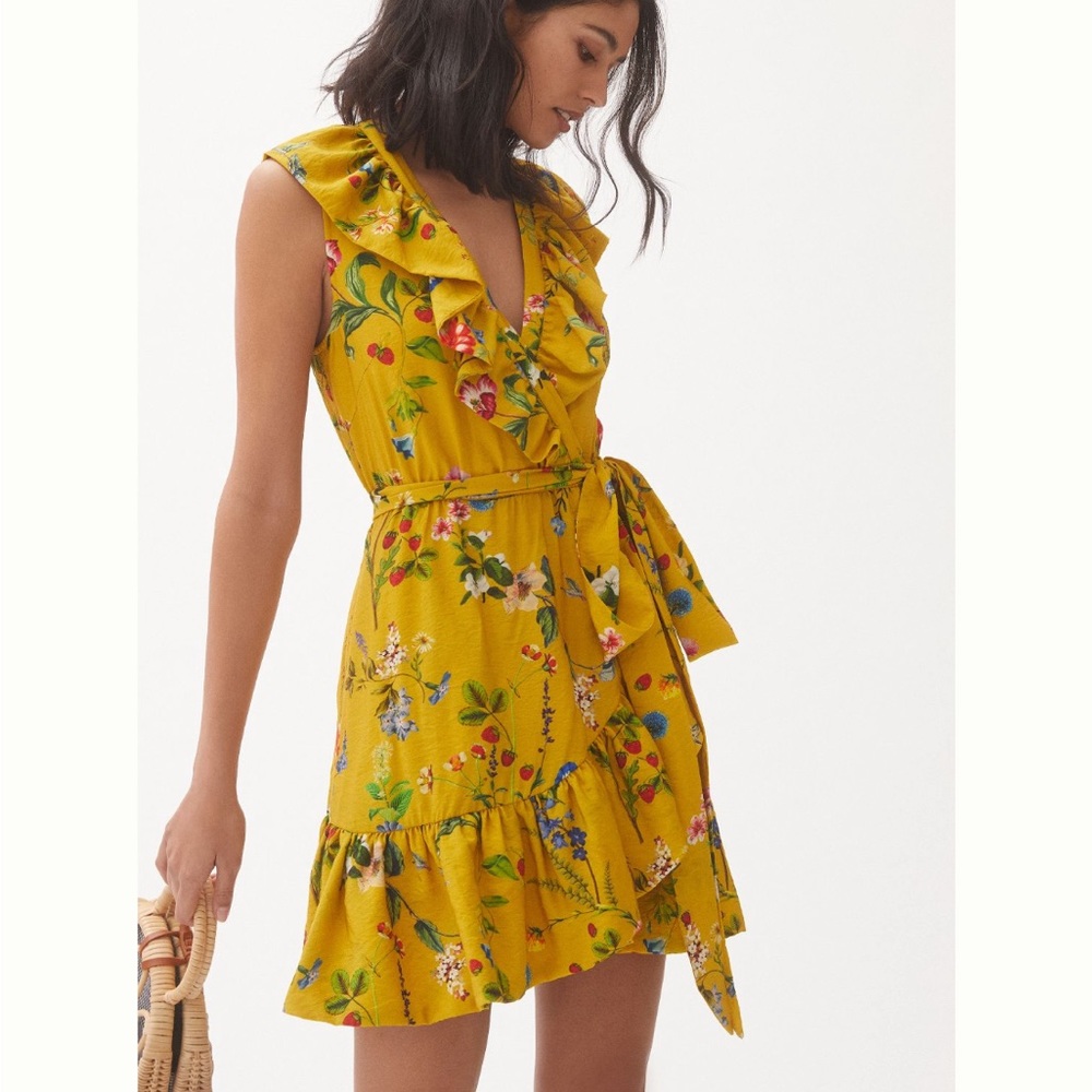 Anthropologie Mave Floral wrap mini dress